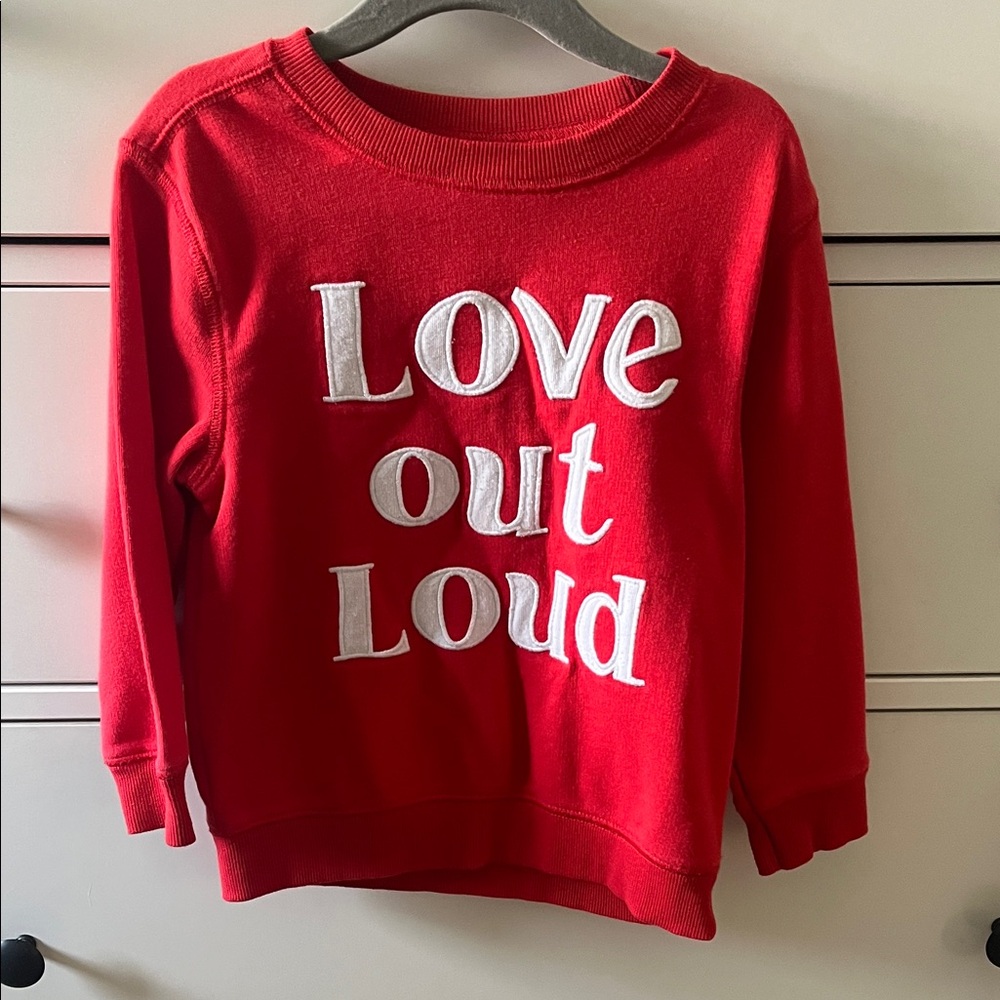 Kids Red "Love Out Loud" Pullover Sweatshirt